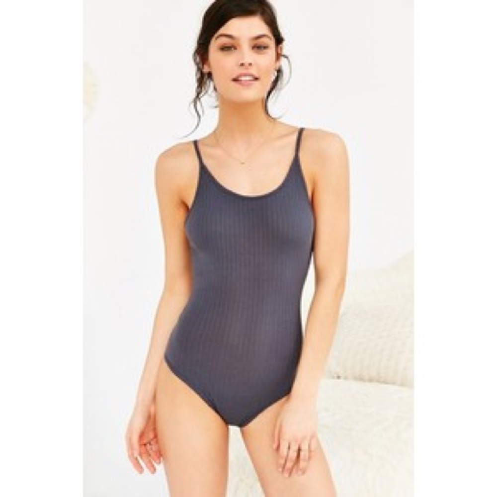 Urban outfitters ribbed Grey bodysuit